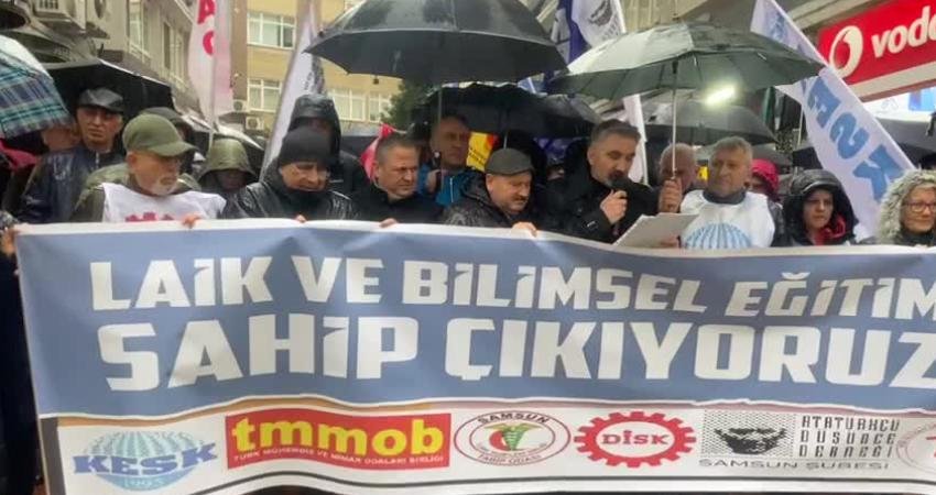 Samsun’da MEB’in ramazan genelgesine ortak tepki: Ayrıştırıcı ve kutuplaştırma temelli politika ve uygulamalara derhal son verilmeli Samsun’da, aralarında KESK, DİSK, TTB'nin de bulunduğu meslek örgütleri ve
