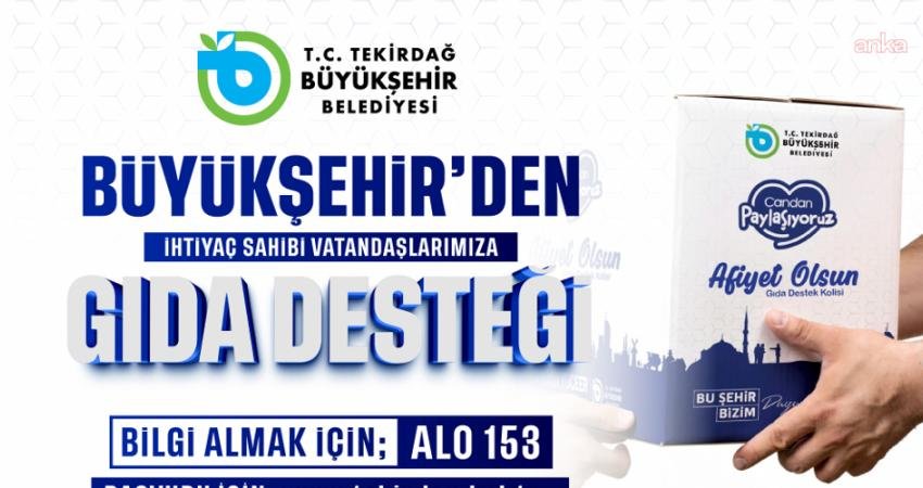 Tekirdağ Büyükşehir Belediyesi’nden ihtiyaç sahiplerine ramazan kolisi desteği Tekirdağ Büyükşehir Belediyesi, ramazan ayı öncesinde ihtiyaç sahibi ailelere yönelik