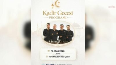 Adıyaman Belediyesi tarafından düzenlenen programda, vatandaşlar Kadir Gecesi’nin manevi atmosferini