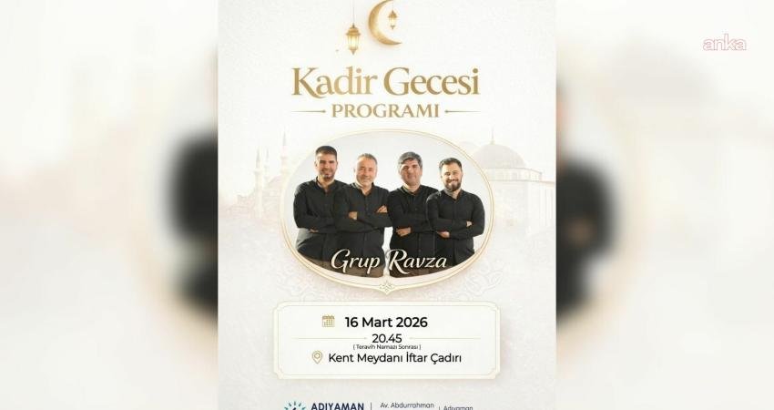 Adıyaman Belediye Başkanı Tutdere’den Kadir Gecesi programına davet Adıyaman Belediyesi tarafından düzenlenen programda, vatandaşlar Kadir Gecesi’nin manevi atmosferini