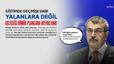 Birleşik Kamu-İş Konfederasyonu'ndan yapılan açıklamada, Milli Eğitim Bakanı Yusuf Tekin'in