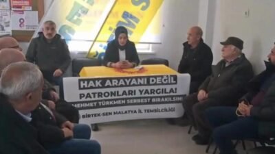 BİRTEK-SEN Genel Başkanı Mehmet Türkmen’in Sırma Halı işçilerinin eyleminde yaptığı