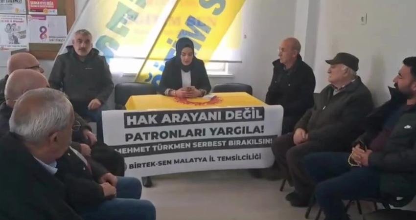 BİRTEK-SEN Genel Başkanı Mehmet Türkmen’in Sırma Halı işçilerinin eyleminde yaptığı