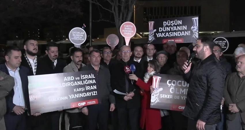 CHP Ankara İl Başkanlığı, ABD'nin Ankara Büyükelçiliği önünde "Savaşa dur