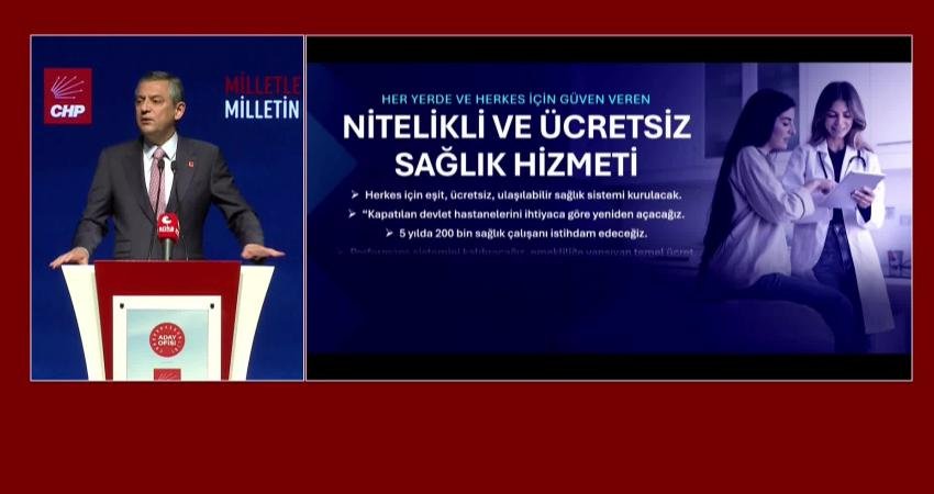 Özgür Özel: “Vaat listesi açıklamıyoruz, bir sistem değişikliği ve büyük bir program ortaya koyuyoruz” CHP Genel Başkanı Özgür Özel, partisinin seçim vaatlerini anlatırken, "Bu