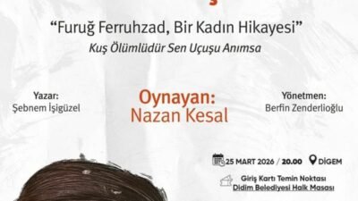 Didim'de oyuncu Nazan Kesal’ın sahne aldığı "Yaralarım Aşktandır" adlı tiyatro