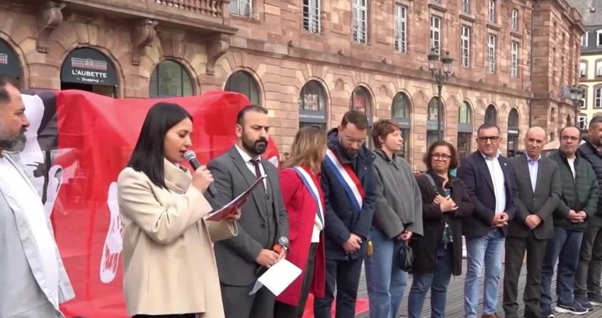 Ekrem İmamoğlu’nun tutukluluğunun birinci yılı, Fransa’nın Strazburg kentinde protesto edildi CHP'nin cumhurbaşkanı adayı, İstanbul Büyükşehir Belediye Başkanı Ekrem İmamoğlu’nun tutuklanmasının