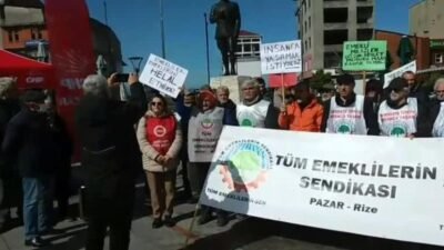 Tüm Emekliler Sendikası Pazar Şubesi'nin çağrısıyla bir araya gelen emekliler, “Sen