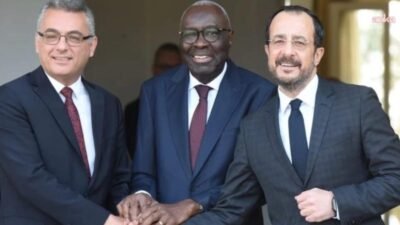 Kuzey Kıbrıs Türk Cumhuriyeti (KKTC) Cumhurbaşkanı Tufan Erhürman ile Güney