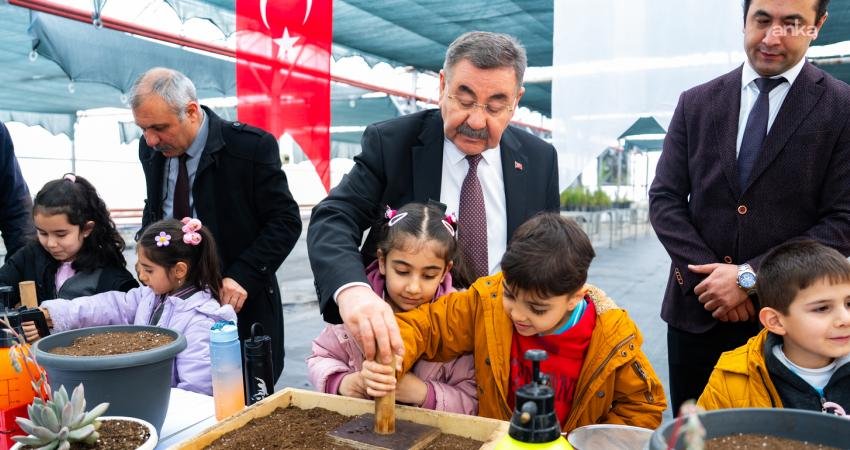 Gölbaşı Belediyesi'nin serasında üretilen ata tohumları, Belediye Başkanı Yakup Odabaşı