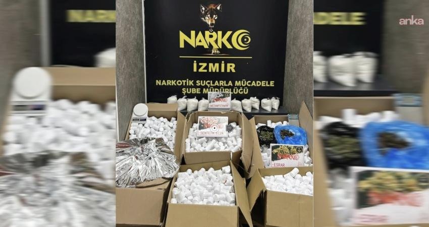 İzmir’in Konak ve Kemalpaşa ilçelerinde düzenlenen uyuşturucu operasyonunda yüklü miktarda