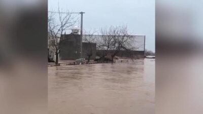 Mardin’in Kızıltepe ilçesinde etkili olan sağanak sonrası bazı ev, iş