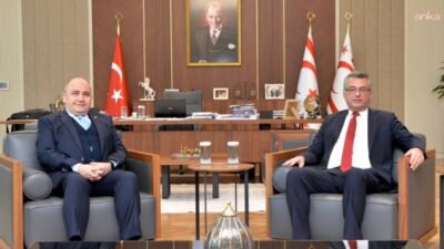 Cumhurbaşkanı Tufan Erhürman, Türkiye'nin Lefkoşa Büyükelçisi Ali Murat Başçeri ile