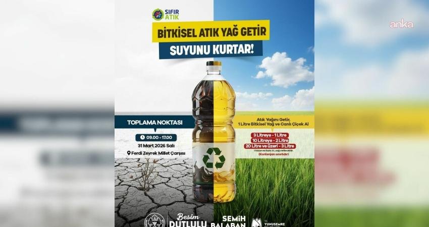 Manisa Büyükşehir Belediyesi'nin koordinasyonunda Yunusemre Belediyesi bünyesinde hayata geçirilen "Atık Yağını