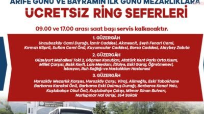 Manisa Büyükşehir Belediyesi, arife günü ve Ramazan Bayramı’nın 1’inci gününde vatandaşların