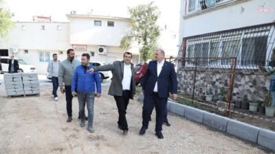 Menderes Belediye Başkanı İlkay Çiçek, ilçede yürütülen çalışmaları yerinde inceleyerek