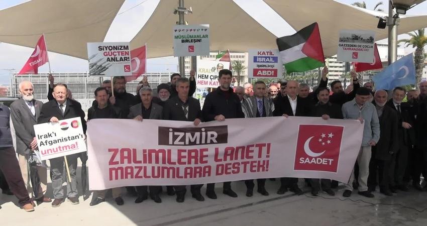 Saadet Partisi İzmir İl Teşkilatı’ndan ABD ve İsrail’i protesto: İsrail ancak ve ancak güçten anlar Saadet Partisi İzmir İl Başkanı Zekeriya Hazırbulan, ABD ve İsrail’in