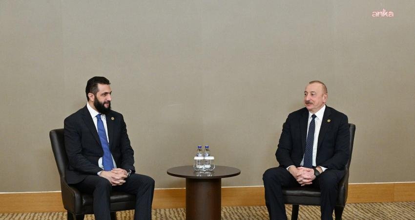 Suriye Cumhurbaşkanı Ahmed el-Şara ile Azerbaycan Cumhurbaşkanı İlham Aliyev, bölgesel