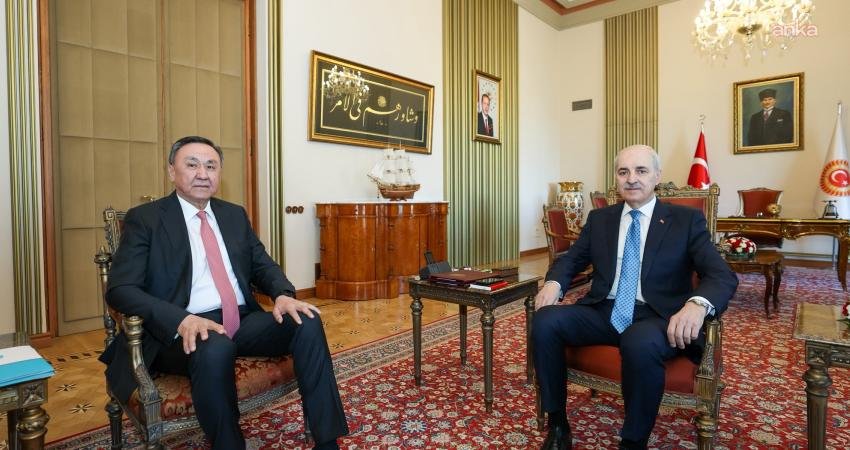 TBMM Başkanı Numan Kurtulmuş, Türk Devletleri Teşkilatı Genel Sekreteri Kubanychbek Omuraliev'i