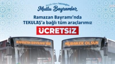 Tekirdağ genelinde Ramazan Bayramı boyunca TEKULAŞ’a bağlı tüm toplu taşıma