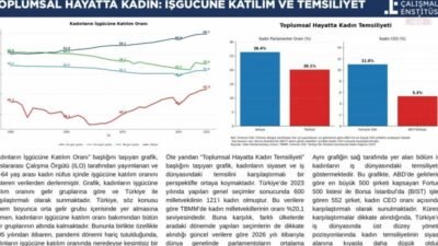 Toplum Çalışmaları Enstitüsü’nden 8 Mart analizi: Siyasette kadın temsili dünya ortalamasının altında Toplum Çalışmaları Enstitüsü, 8 Mart Dünya Emekçi Kadınlar Günü dolayısıyla