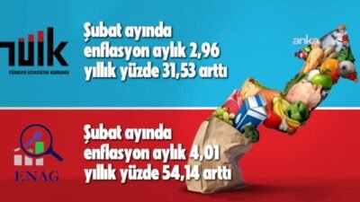 Türkiye İstatistik Kurumu'nun (TÜİK) şubat ayı enflasyonuna göre, en yüksek