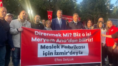 İzmir Büyükşehir Belediyesi’ne ait Meslek Fabrikası önündeki nöbeti beşinci gününde