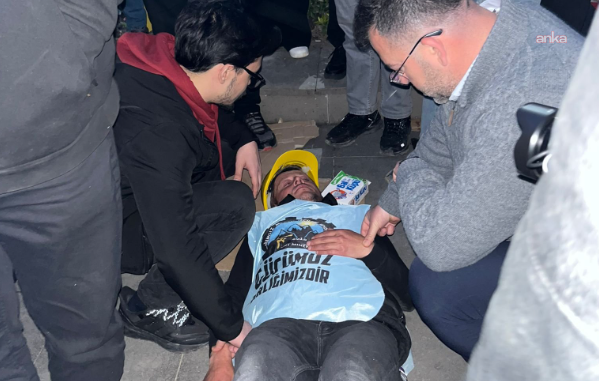 Doruk Madencilik işçilerinin Ankara'da başlattıkları açlık grevinin 5. gününde, bir madenci