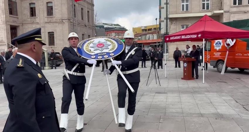 Aksaray’da Türk Polis Teşkilatı’nın 181’nci yıl dönümü kutlandı Aksaray kent meydanında Türk Polis Teşkilatı’nın 181’nci yıl dönümü düzenlenen törenle