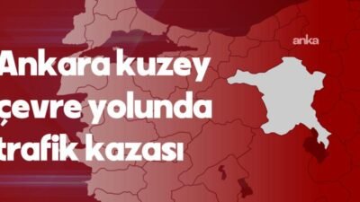 Ankara Kuzey Çevre Yolu'nda iki otomobilin çarpışması sonucu meydana gelen