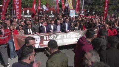 Ataşehir Belediye Başkanı Onursal Adıgüzel’in gözaltına alınması üzerine ilçede binlerce