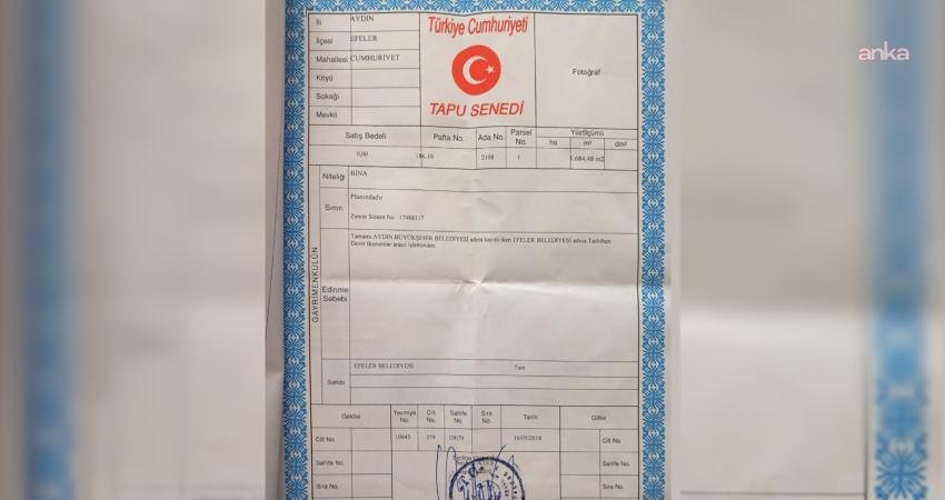 Aydın’da Efeler Belediyesi mülkiyetindeki tarihi binanın tapusu vakfa devredildi Aydın’ın Efeler ilçesinde Nevzat Biçer Parkı içerisinde yer alan ve