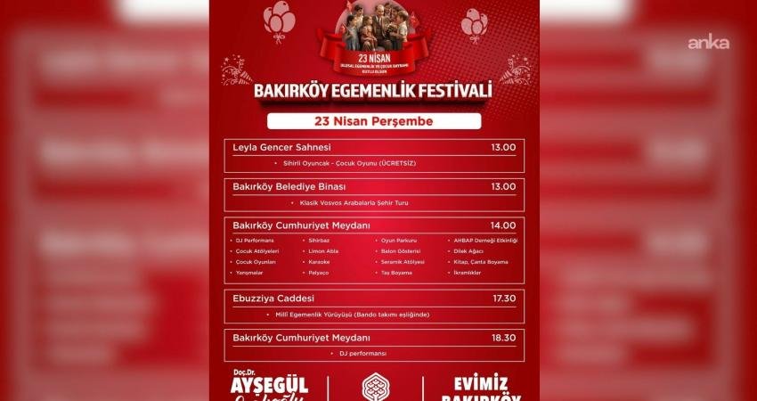 Bakırköy Belediyesi, 23 Nisan Ulusal Egemenlik ve Çocuk Bayramı’nı, 21-23