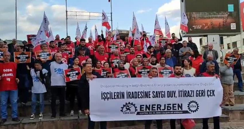 Bergama’da Biotrend Enerji işçileri toplu iş sözleşmesi için eylem yaptı Bergama’de faaliyet gösteren Doğu Star Elektrik (Biotrend Enerji) tesislerinde çalışan