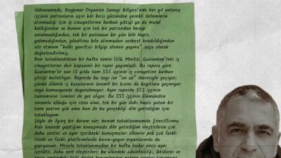 BİRTEK-SEN Genel Başkanı Mehmet Türkmen, Gaziantep E Tipi Cezaevi’nden gönderdiği