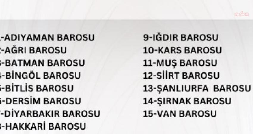 Adıyaman, Ağrı, Batman, Bingöl, Bitlis, Dersim, Diyarbakır, Hakkari, Iğdır, Kars,