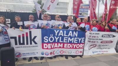 Büro-İş Sendikası üyeleri, TÜİK’in mart ayı enflasyon verilerinin ardından kurum
