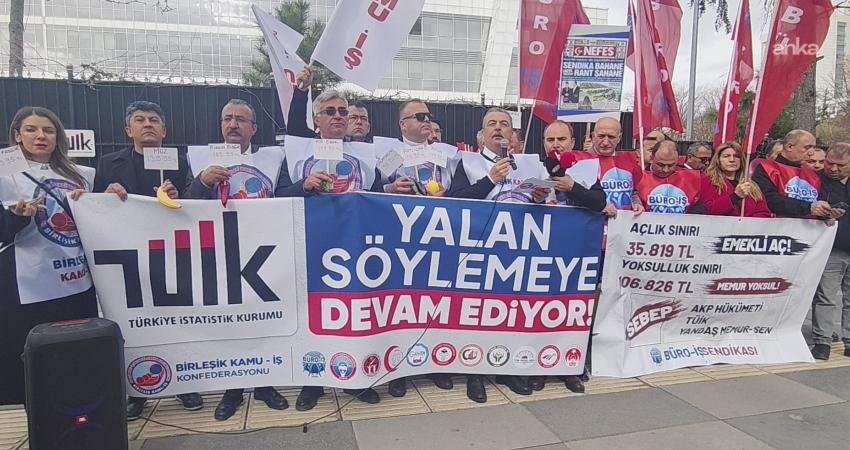 Büro-İş Sendikası üyeleri, TÜİK’in mart ayı enflasyon verilerinin ardından kurum