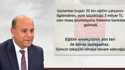 CHP Gaziantep İl Başkanı Vakkas Açar, kentte 33 binin üzerinde eğitim