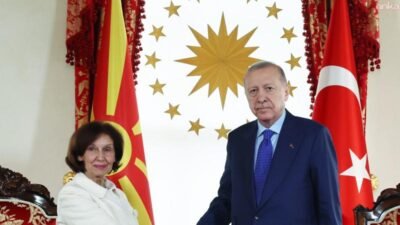 Cumhurbaşkanı Recep Tayyip Erdoğan, Kuzey Makedonya Cumhurbaşkanı Gordana Siljanovska-Davkova ile