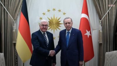 Cumhurbaşkanı Recep Tayyip Erdoğan, Almanya Cumhurbaşkanı Frank-Walter Steinmeier ile bir