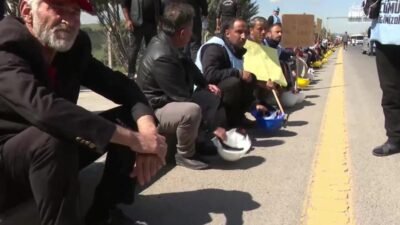 Doruk Madencilik işçilerinin alacaklarının ödenmesi talebiyle başlattığı Ankara yürüyüşü 9.