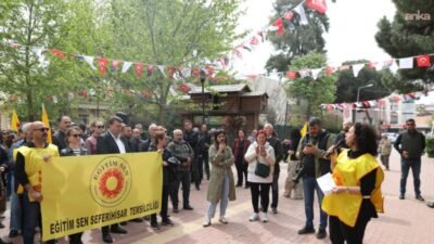 Seferihisar’da eğitim kurumlarında yaşanan şiddet olaylarına dikkati çekmek amacıyla öğretmenler