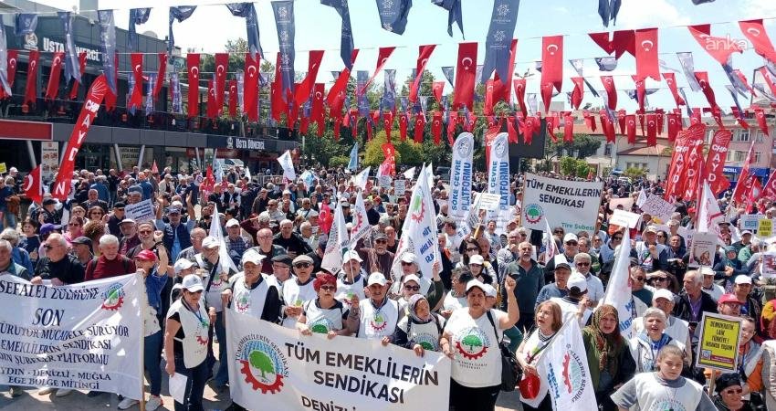 Emekliler Aydın’da “Sefalet Zulmüne Son” dedi Tüm Emeklilerin Sendikası'nın Ege Bölgesi'ndeki şubelerinin öncülüğünde Aydın'da "Sefalet Zulmüne