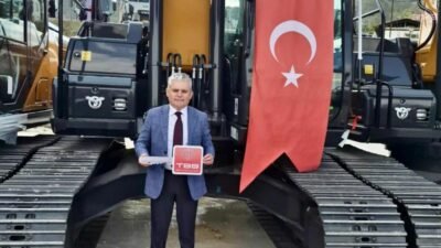 Türkiye Belediyeler Birliği (TBB) tarafından Giresun Belediyesi’ne hibe edilen ekskavatörü,