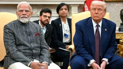  Hindistan Başbakanı Narendra Modi, ABD Başkanı Donald Trump, eşi Melania