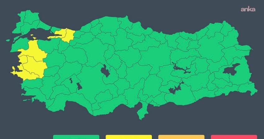 İçişleri Bakanlığı, Meteoroloji Genel Müdürlüğü’nden alınan son bilgilere göre 22