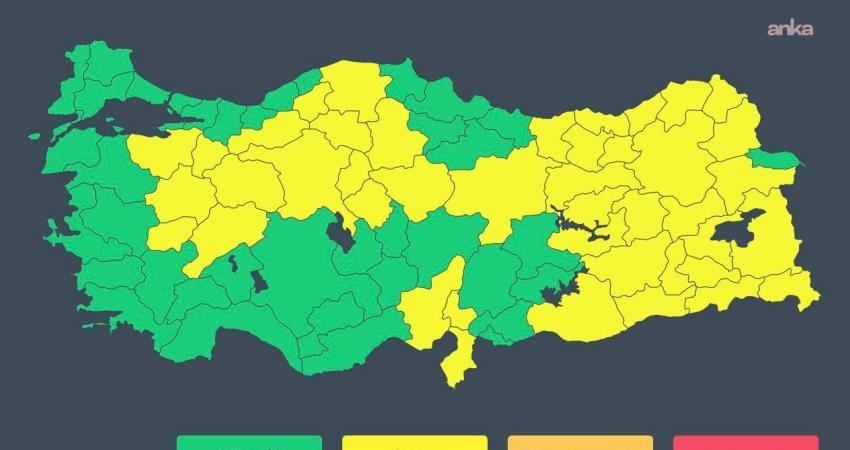 İçişleri Bakanlığı, Meteoroloji Genel Müdürlüğü'nün verilerine göre 9 - 10