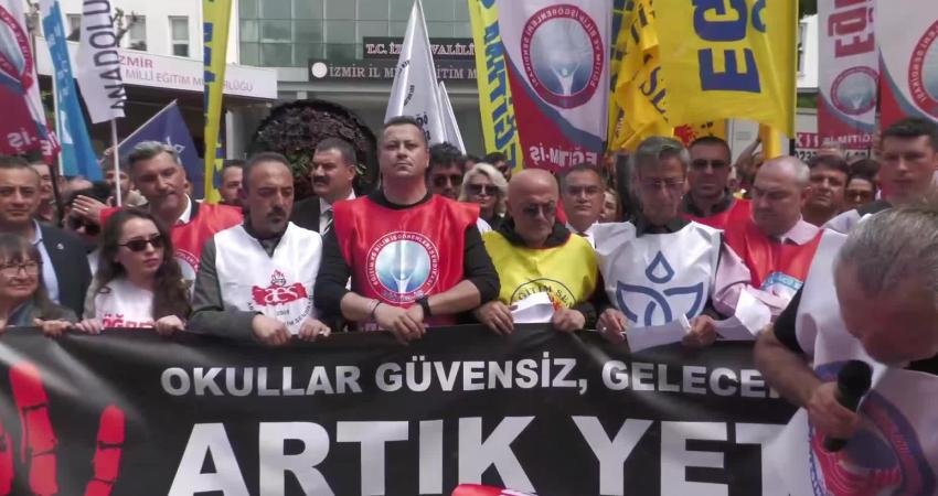 İzmir'de 7 eğitim sendikası, Şanlıurfa’nın Siverek ilçesinde bir lisede yaşanan