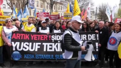 Kamu Emekçileri Sendikaları Konfederasyonu (KESK) İstanbul Şubeler Platformu’nun çağrısıyla çok